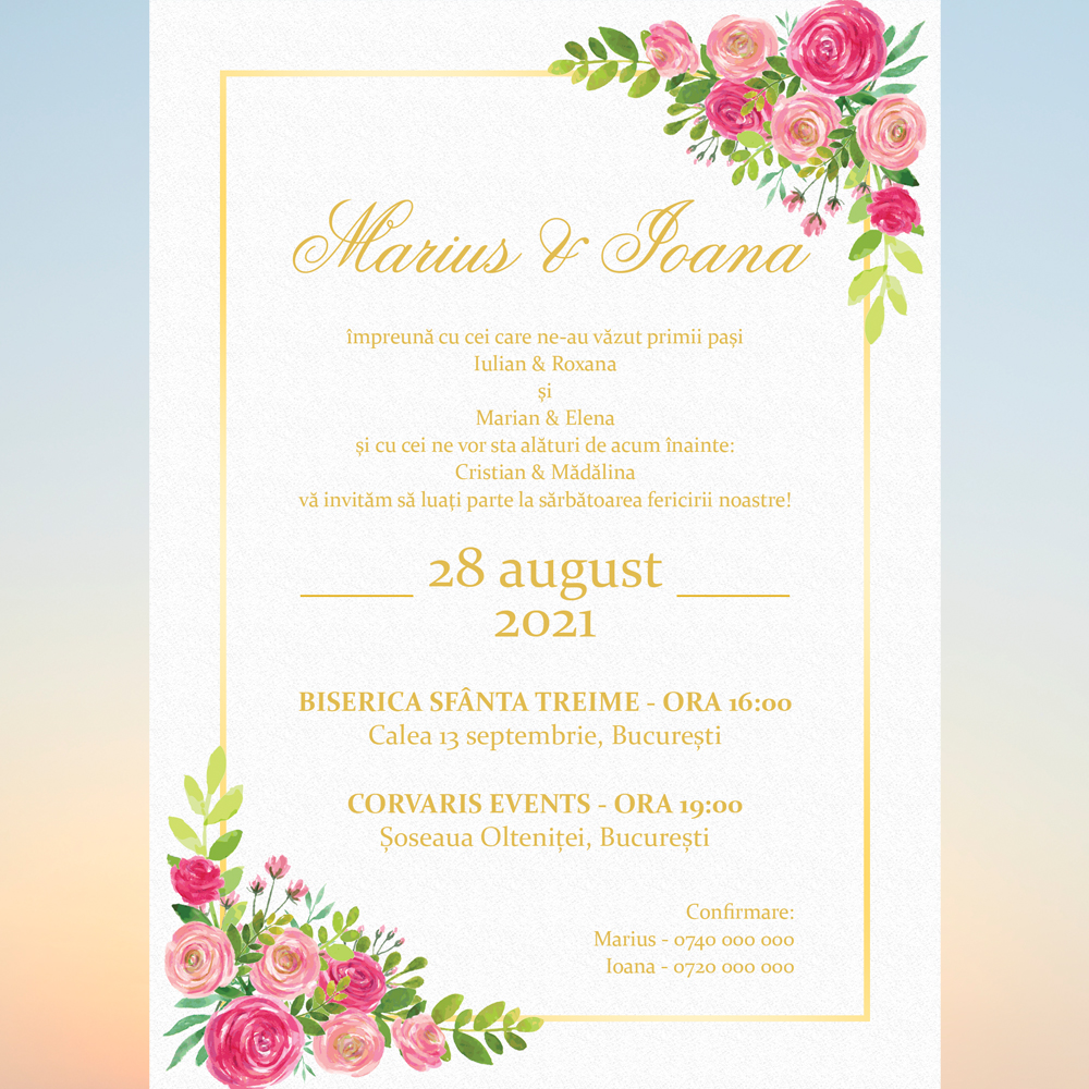 Invitație Nuntă Whatsapp Floral 001