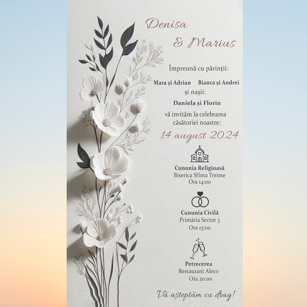 invitatie digitala minimalista nunta