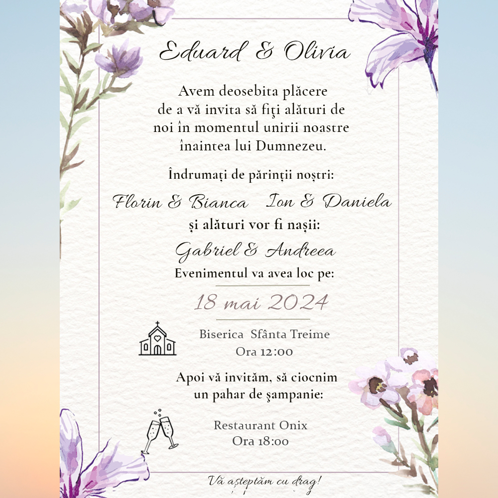 invitatie online nunta mov