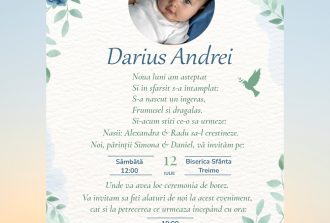 invitatie albastra botez baiat