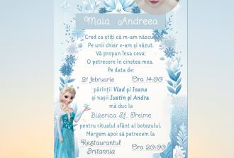 invitatie frozen, botez, elsa