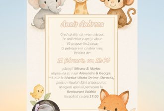 invitatie digitala botez animalute prietenoase