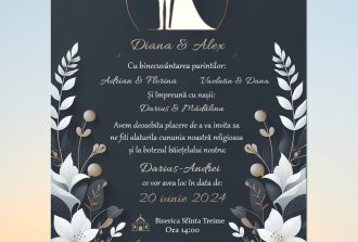 invitatie digitala alba nunta si botez ieftina
